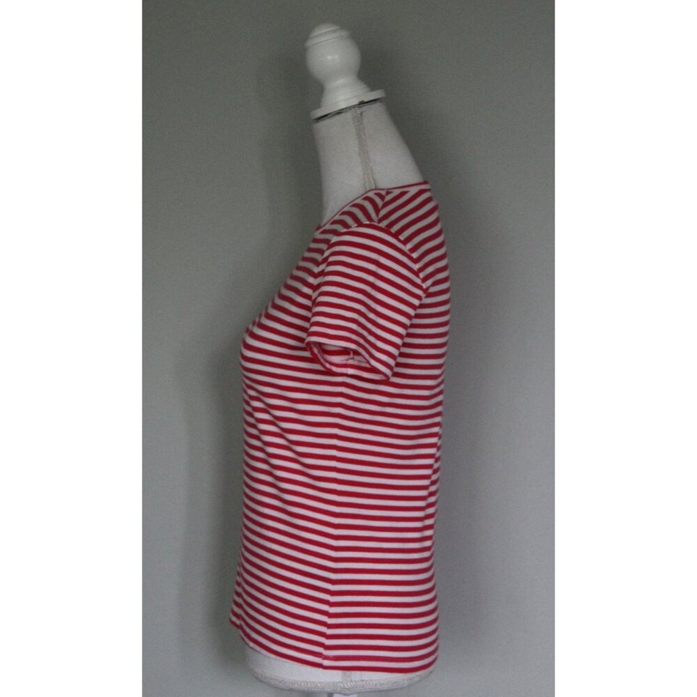 J. McLaughlin Allie Tee Bright Coral & White Striped Shirt Top, Size S Small - Picture 6 of 11